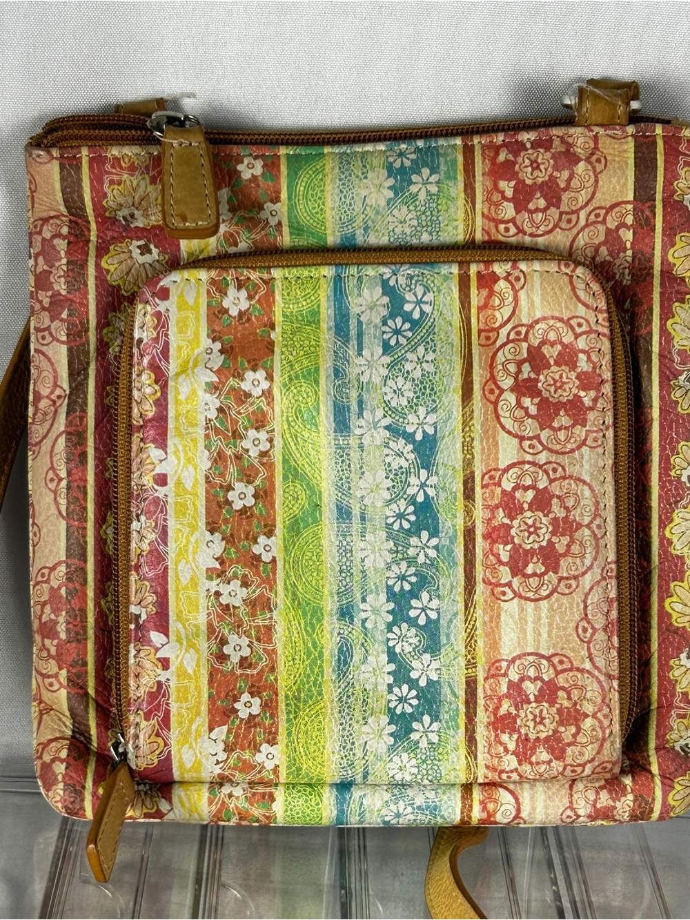 FOSSIL Colorful Floral Stripe Crossbody Bag - Multicolor